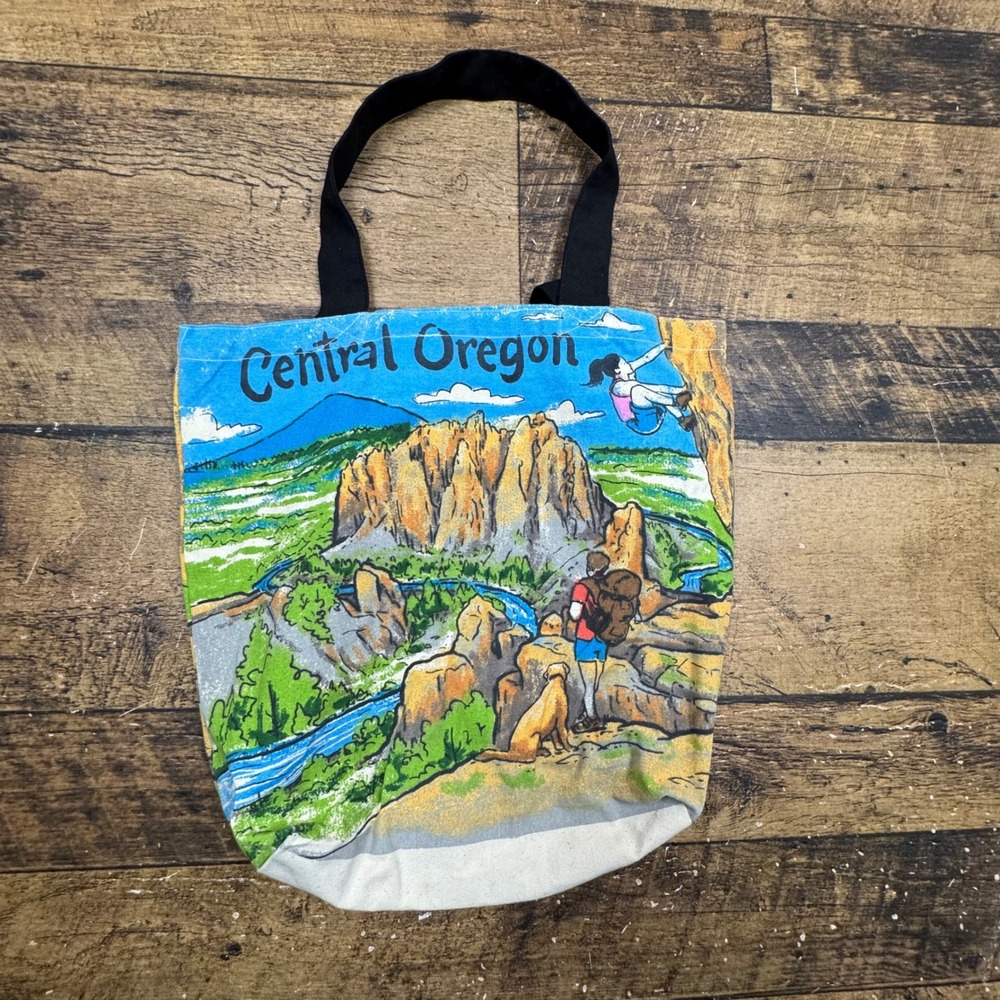 Central Oregon Tote Bag Smith‎ Rock Climber Dog Nature Canvas Bag